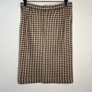 VTG Missoni Pencil Skirt Brown Glitter Wool Knee Length Size 40 Houndstooth US 4